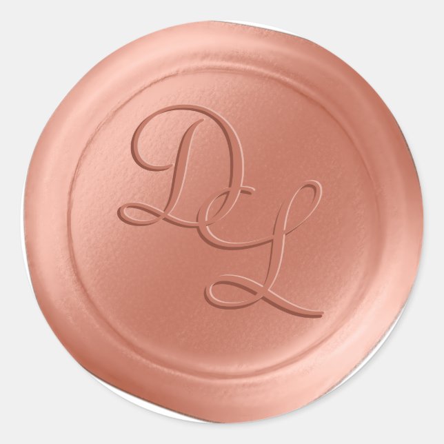 Peach Fuzz 2 Letter Monogram Wax Siegel Stickers (Vorderseite)
