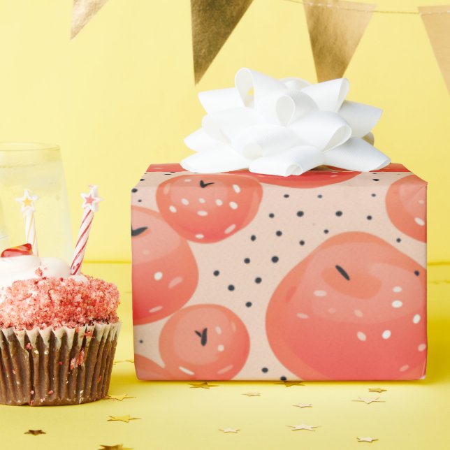 Peach Fuzz Abstrakt Botanisches Fruchtmuster 10 Geschenkpapier (Geburtstagsparty)