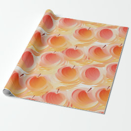 Peach Fuzz Abstraktes botanisches Fruchtmuster 15 Geschenkpapier