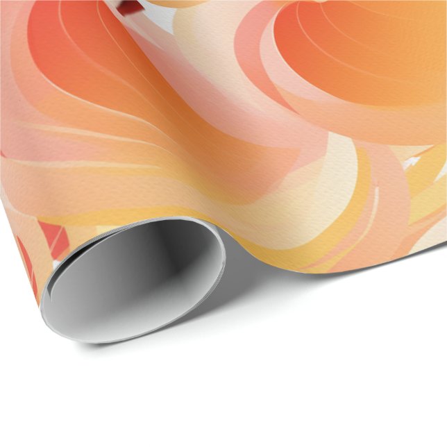 Peach Fuzz Abstraktes botanisches Fruchtmuster 15 Geschenkpapier (Rolleneckpunkt)