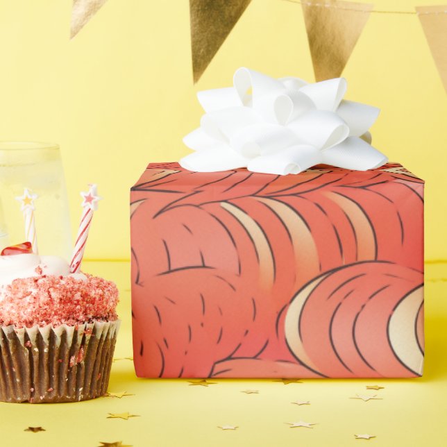 Peach Fuzz Abstraktes botanisches Fruchtmuster 1 Geschenkpapier (Geburtstagsparty)