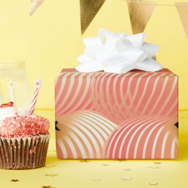 Peach Fuzz Abstraktes botanisches Fruchtmuster 2 Geschenkpapier (Geburtstagsparty)