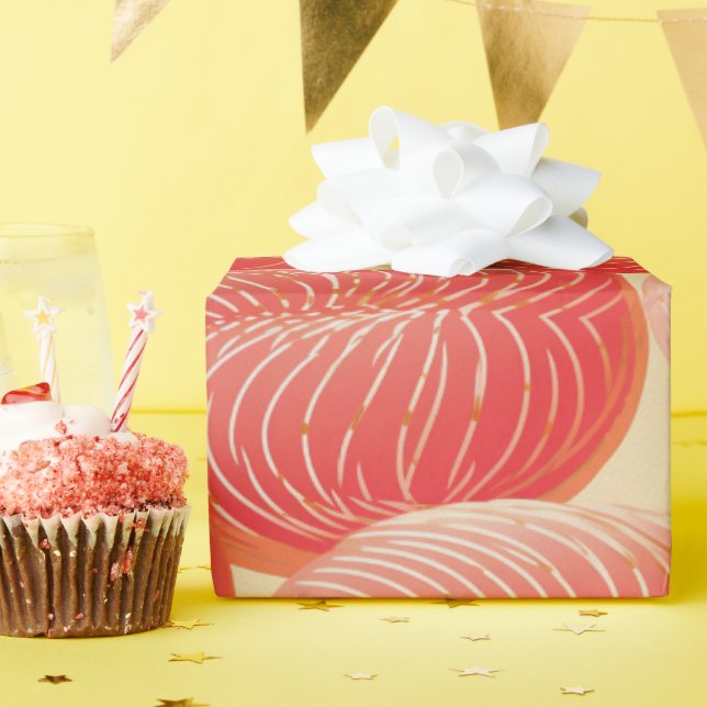 Peach Fuzz Abstraktes botanisches Fruchtmuster 4 Geschenkpapier (Geburtstagsparty)