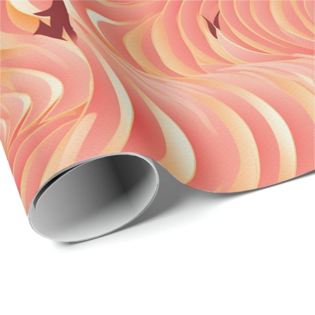 Peach Fuzz Abstraktes botanisches Fruchtmuster 6 Geschenkpapier (Rolleneckpunkt)