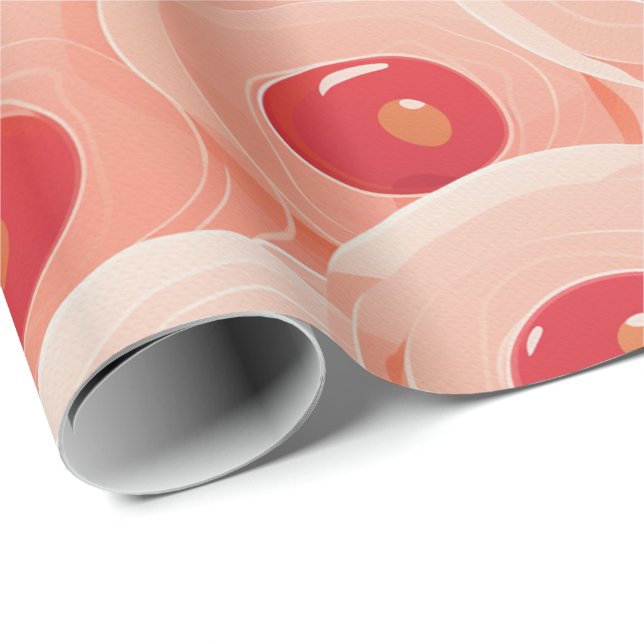 Peach Fuzz Abstraktes botanisches Fruchtmuster 7 Geschenkpapier (Rolleneckpunkt)