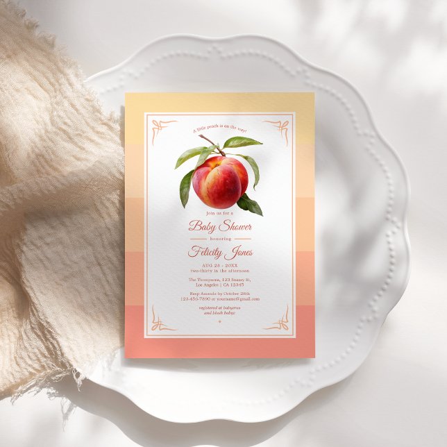 Peach Fuzz Baby Dusche Einladung (Peach Fuzz Baby Shower Invitation)
