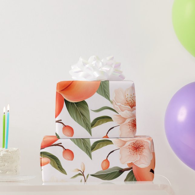 Peach Fuzz Baby Dusche Geschenkpapier (Partygeschenke)