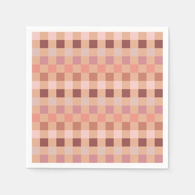Peach Fuzz Checkerboard Serviette (Vorderseite)