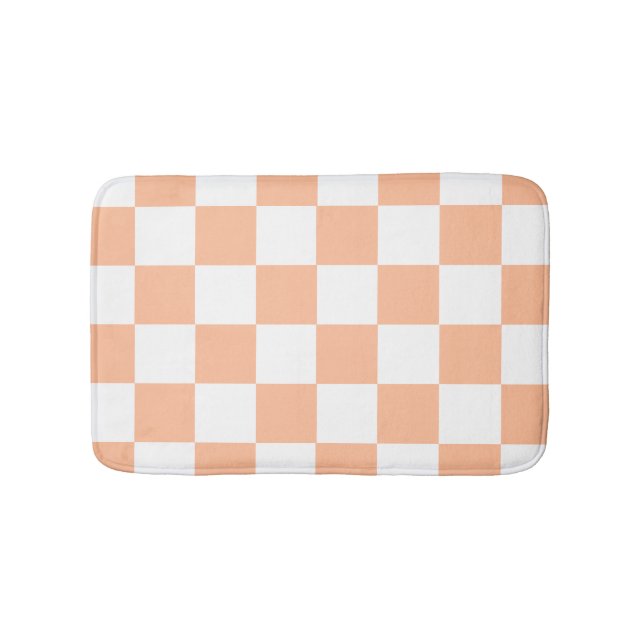 Peach Fuzz Checkered Gingham Pattern Badematte (Vorderseite)