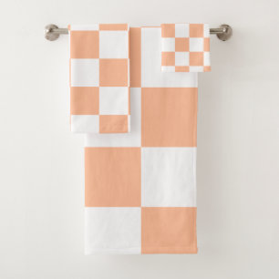 Peach Fuzz Checkered Gingham Pattern Badhandtuch Set