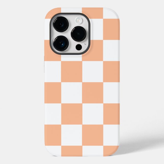 Peach Fuzz Checkered Gingham Pattern Case-Mate iPhone 14 Pro Hülle (Rückseite)