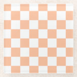 Peach Fuzz Checkered Gingham Pattern Glasuntersetzer<br><div class="desc">Peach Fuzz Checkered Gingham Pattern</div>