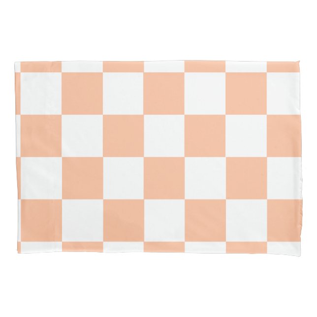 Peach Fuzz Checkered Gingham Pattern Kissenbezug (Vorderseite)