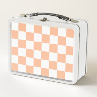 Peach Fuzz Checkered Gingham Pattern Metall Brotdose