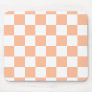 Peach Fuzz Checkered Gingham Pattern Mousepad