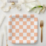 Peach Fuzz Checkered Gingham Pattern Pappteller<br><div class="desc">Peach Fuzz Checkered Gingham Pattern</div>
