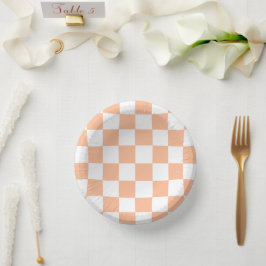 Peach Fuzz Checkered Gingham Pattern Pappteller