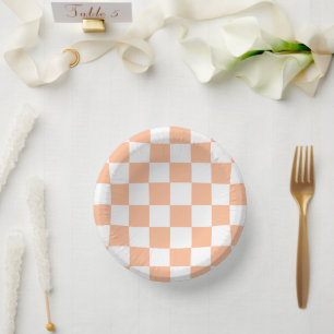 Peach Fuzz Checkered Gingham Pattern Pappteller