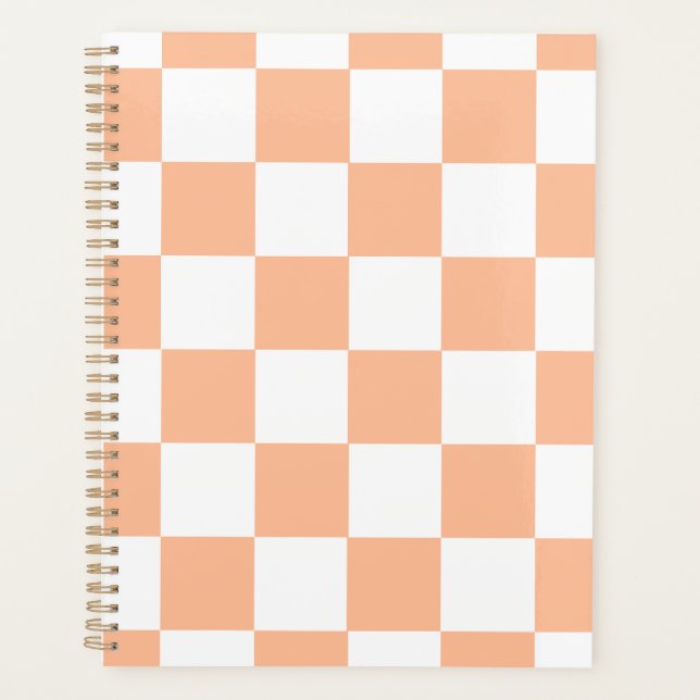 Peach Fuzz Checkered Gingham Pattern Planer (Vorderseite)