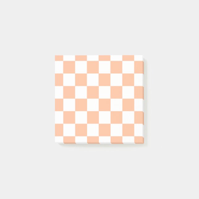 Peach Fuzz Checkered Gingham Pattern Post-it Klebezettel (Vorderseite)