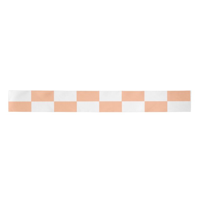 Peach Fuzz Checkered Gingham Pattern Satinband (Vorderseite)