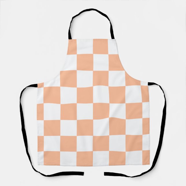 Peach Fuzz Checkered Gingham Pattern Schürze (Vorderseite)