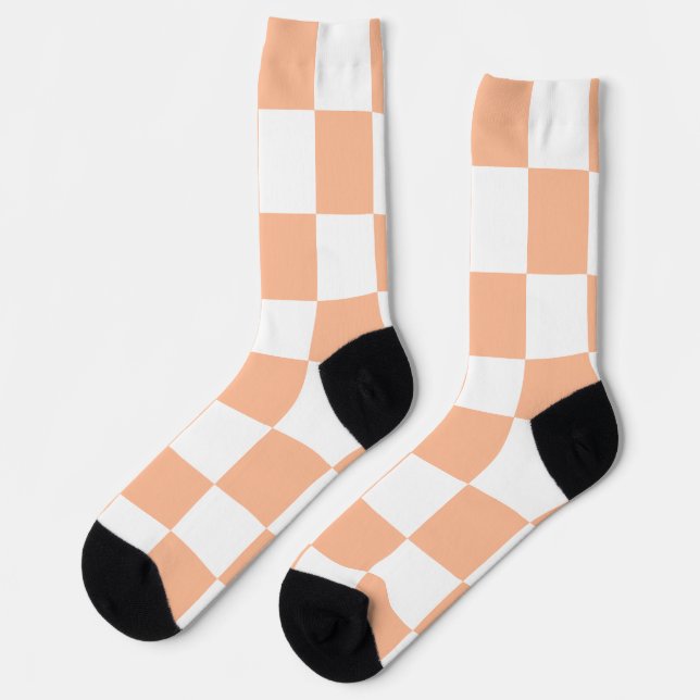 Peach Fuzz Checkered Gingham Pattern Socken (Linkes Detail)