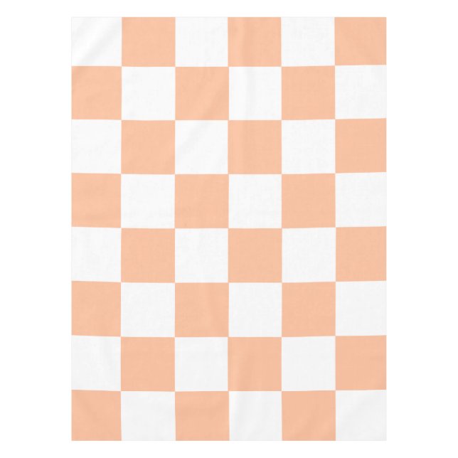 Peach Fuzz Checkered Gingham Pattern Tischdecke (Vorderseite)