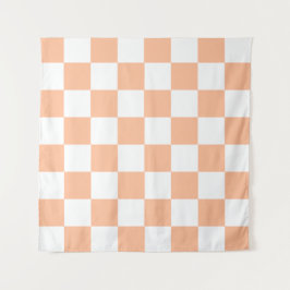 Peach Fuzz Checkered Gingham Pattern Wandteppich