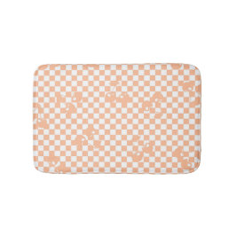 Peach Fuzz Cherry Gingham Pattern Badematte