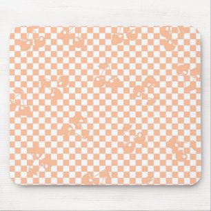 Peach Fuzz Cherry Gingham Pattern Mousepad