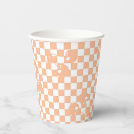 Peach Fuzz Cherry Gingham Pattern Pappbecher