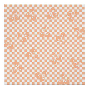 Peach Fuzz Cherry Gingham Pattern Poster