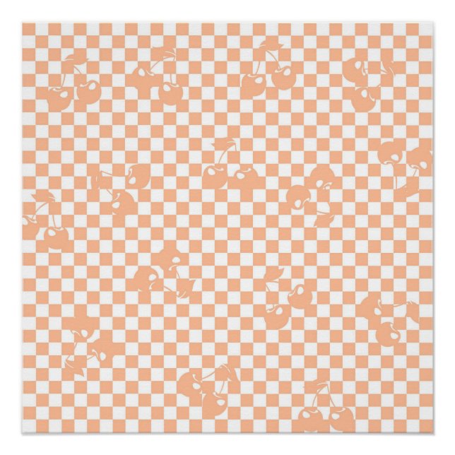 Peach Fuzz Cherry Gingham Pattern Poster (Vorderseite)