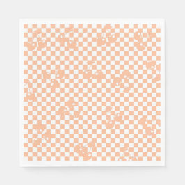 Peach Fuzz Cherry Gingham Pattern Serviette