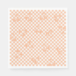 Peach Fuzz Cherry Gingham Pattern Serviette