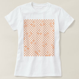 Peach Fuzz Cherry Gingham Pattern T-Shirt
