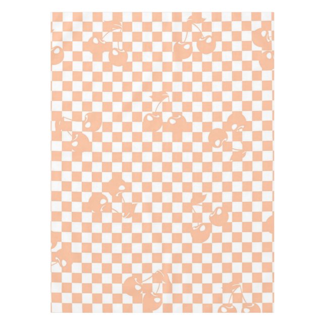 Peach Fuzz Cherry Gingham Pattern Tischdecke (Vorderseite)
