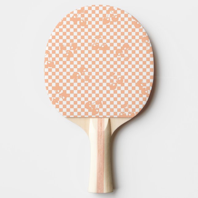Peach Fuzz Cherry Gingham Pattern Tischtennis Schläger (Vorderseite)