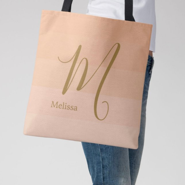 Peach Fuzz Custom Monogram Name Tasche (Von Creator hochgeladen)