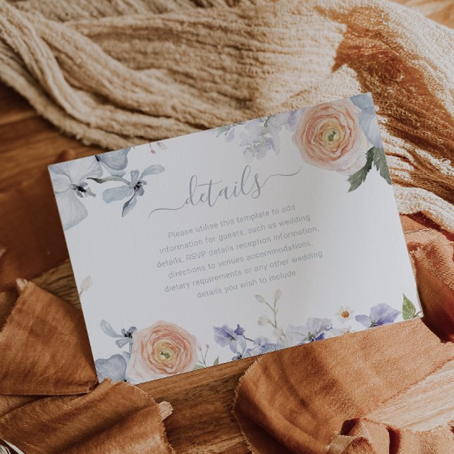 Peach Fuzz Dusty Blue Trendy Wedding Details Begleitkarte (Von Creator hochgeladen)