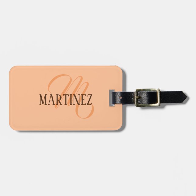 Peach Fuzz Eleganter Personalisierter Name Gepäckanhänger (Vorderseite horizontal)