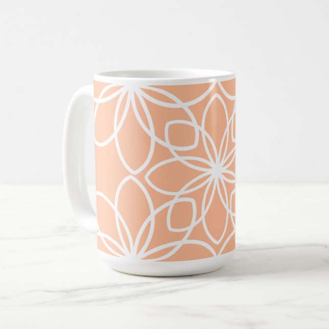 Peach fuzz elegantes stilvolles Blumendesign Kaffeetasse (Vorderseite Links)