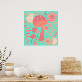 Peach Fuzz Farbe des Jahres Pilze Blumenbeete Poster