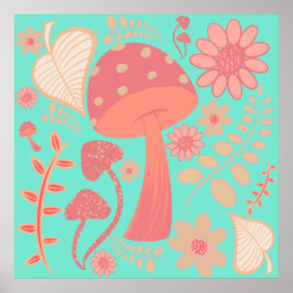 Peach Fuzz Farbe des Jahres Pilze Blumenbeete Poster