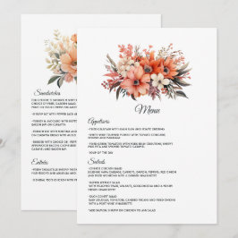 Peach Fuzz Floral Wedding Menükarte