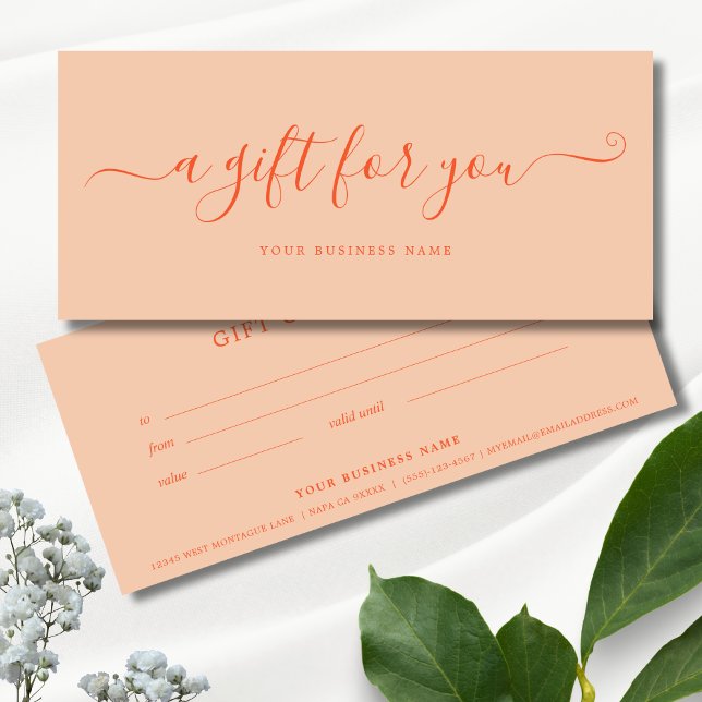 Peach Fuzz Geschenkgutschein Einfach (Peach Business Gift Certificates)