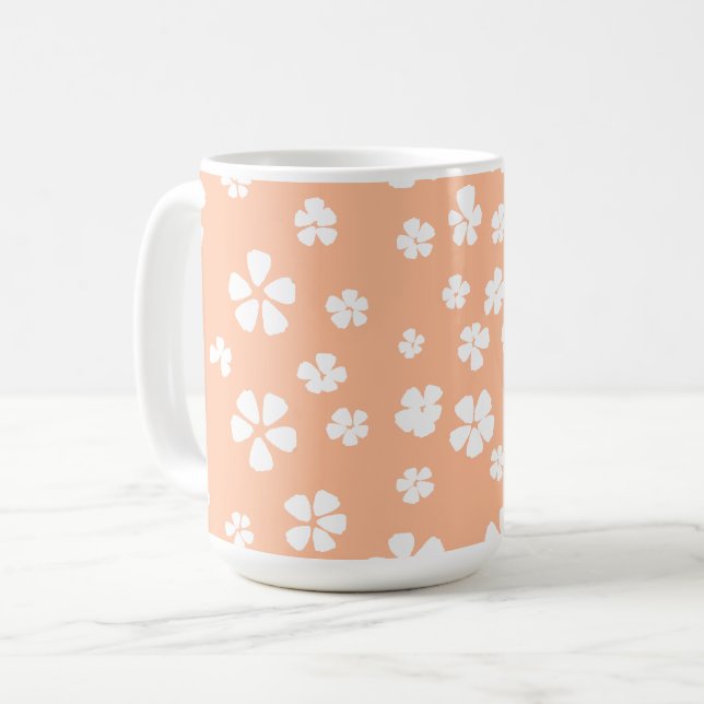 Peach fuzz hübsches Blütenblatt Kaffeetasse (Vorderseite Links)