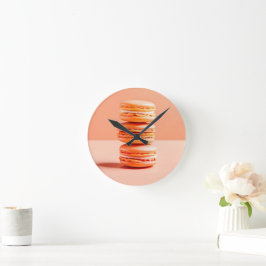 Peach Fuzz, Macaroons, Runde Wanduhr