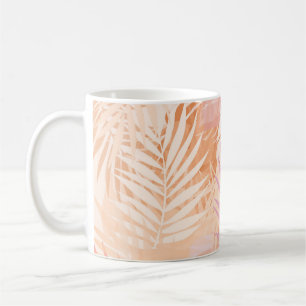 Peach Fuzz Minimalistisch Moderne tropische Blätte Kaffeetasse